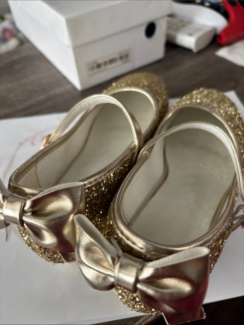 Girls' Gold Glitter Mary Jane Shoes Size Eur 33